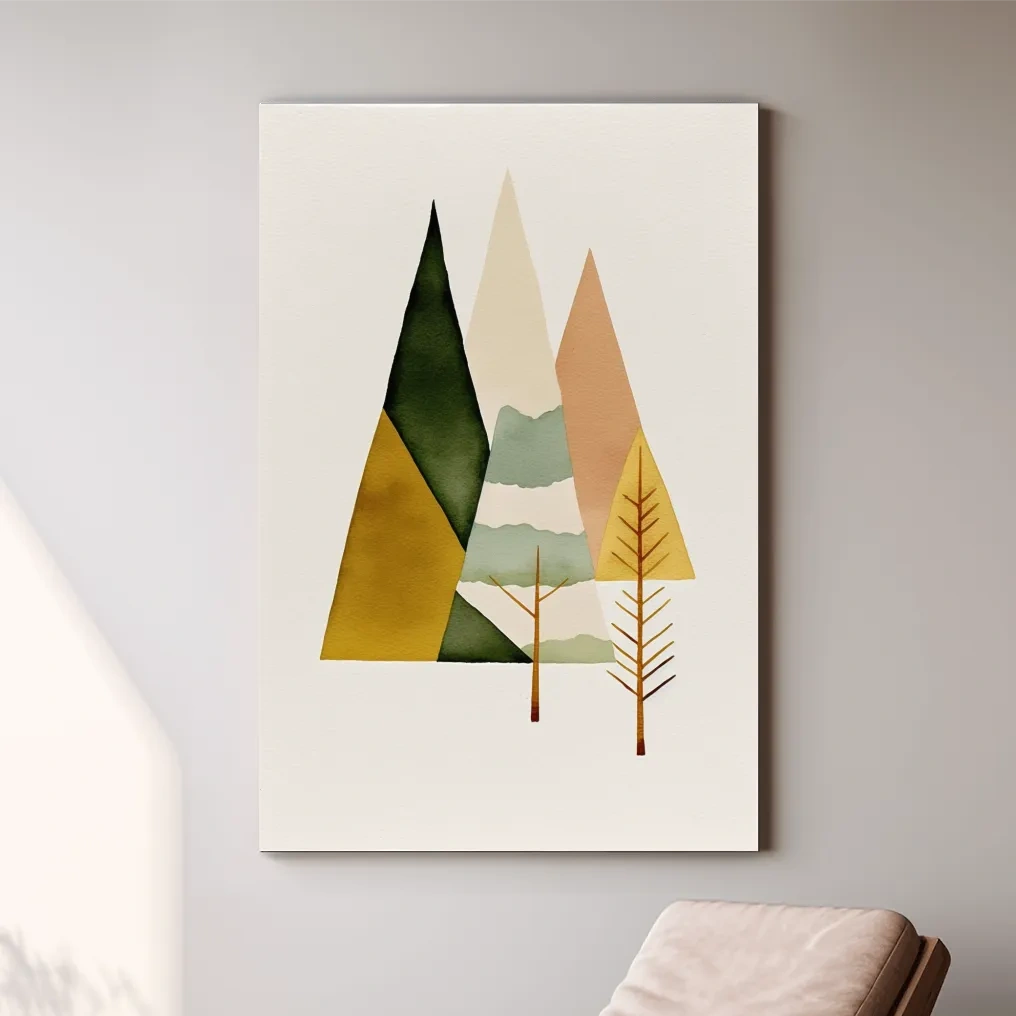Rustic boho mountain and tree art print