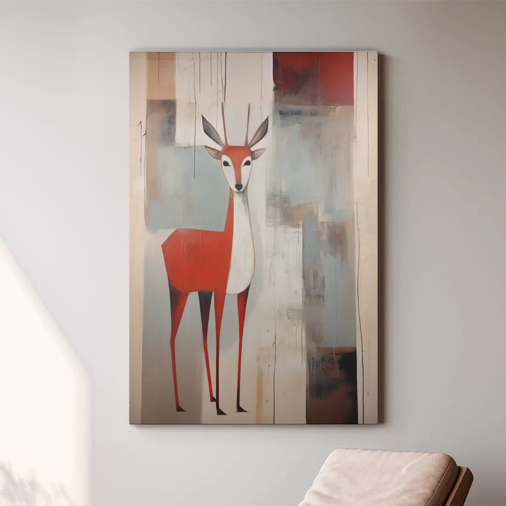 Rustic expressionist painting of a deer