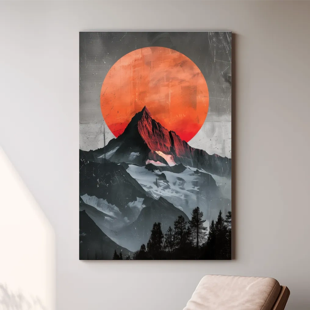Surreal mountain glacier sunset artwork