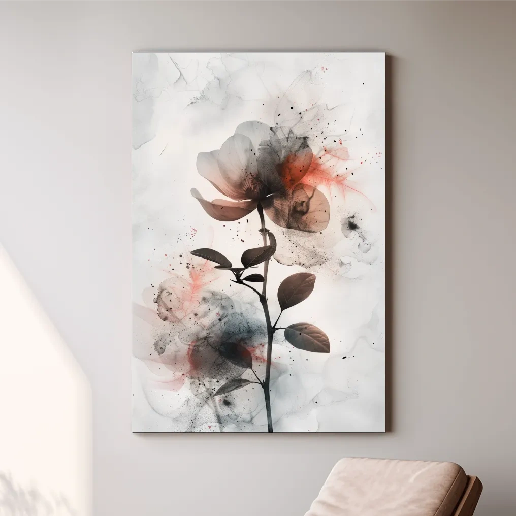 Abstract flower painting artwork, floral wall art