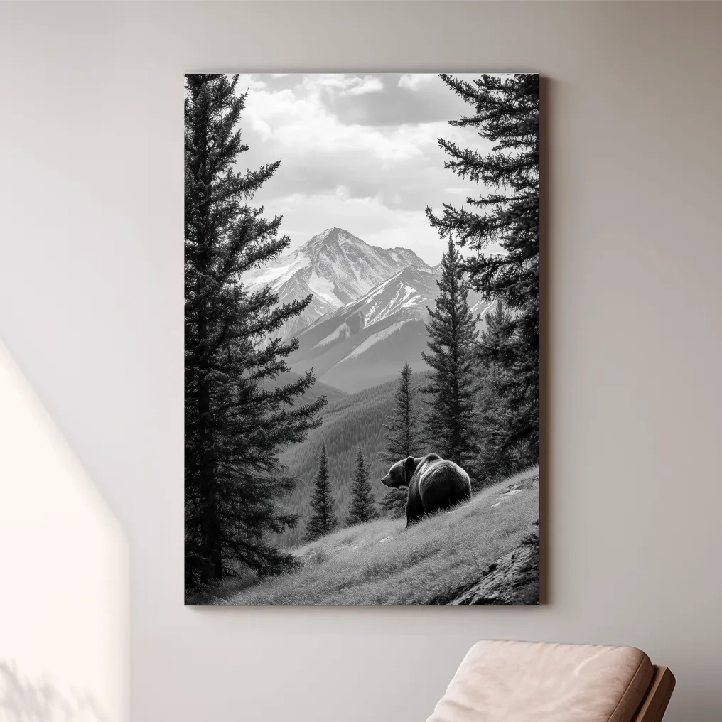 Grizzly bear in the alpine meadows, photographic wildlife artwork