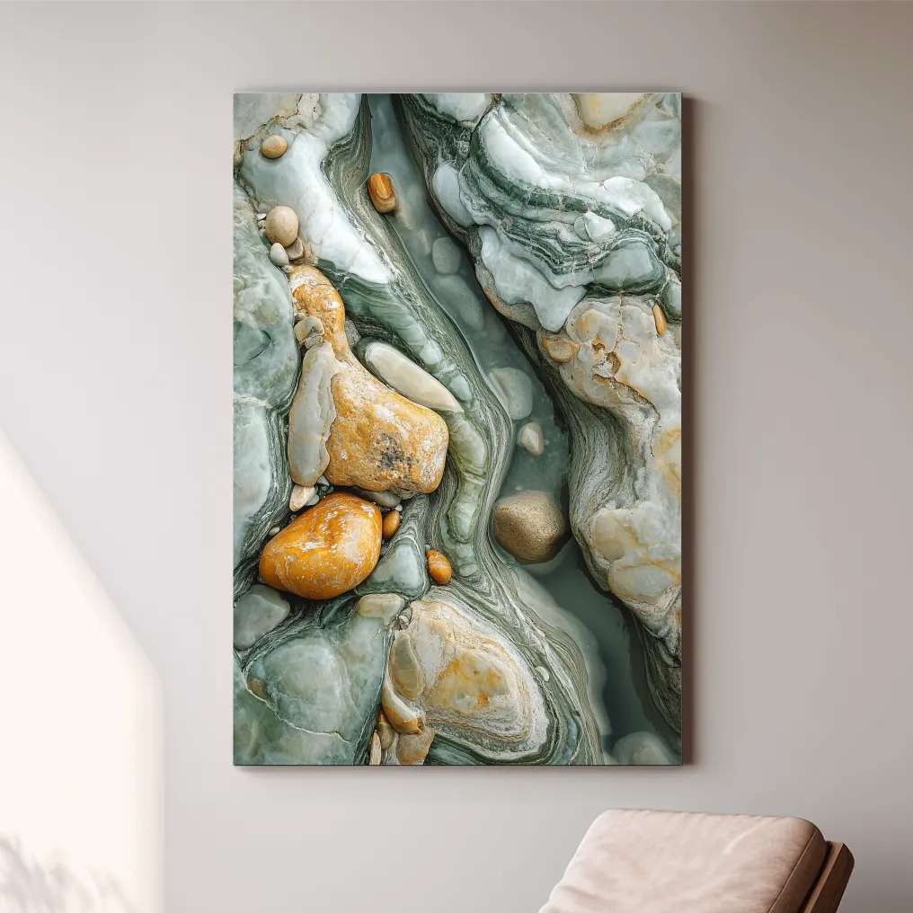 Abstract Agate Stone Riverbed Texture - Marble Geological Wall Art