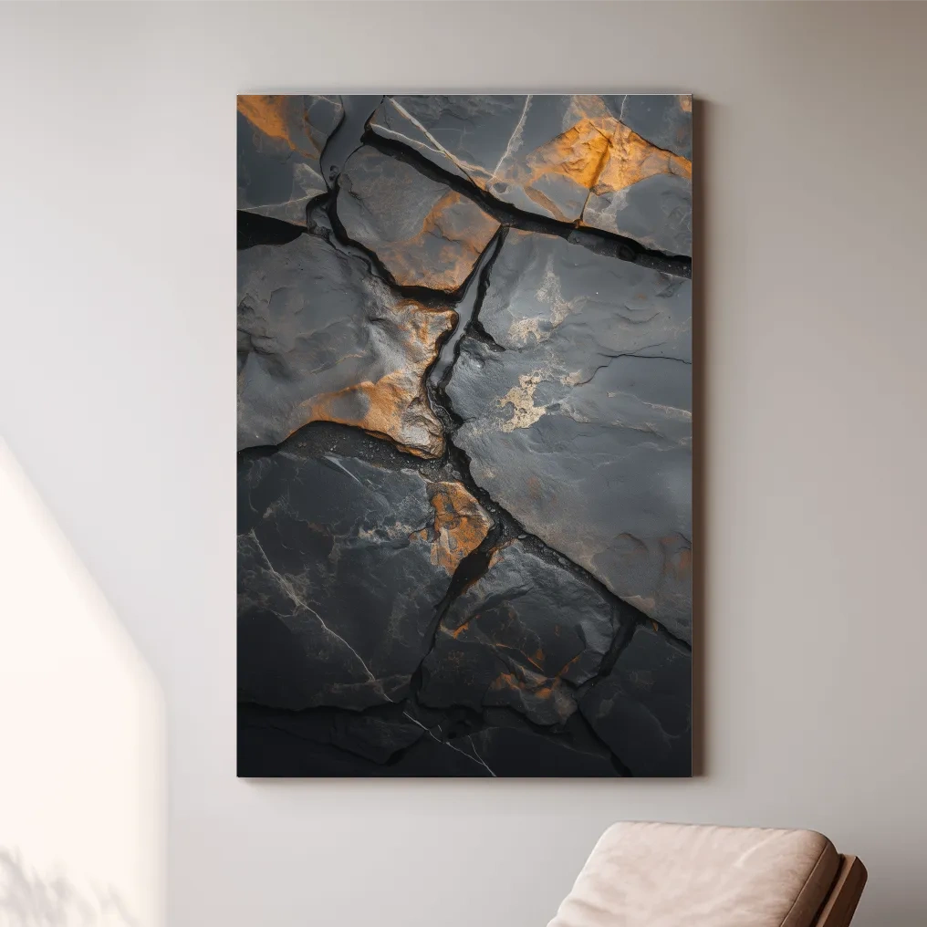 Cracked stone texture artwork, rustic natural organic rock wall art