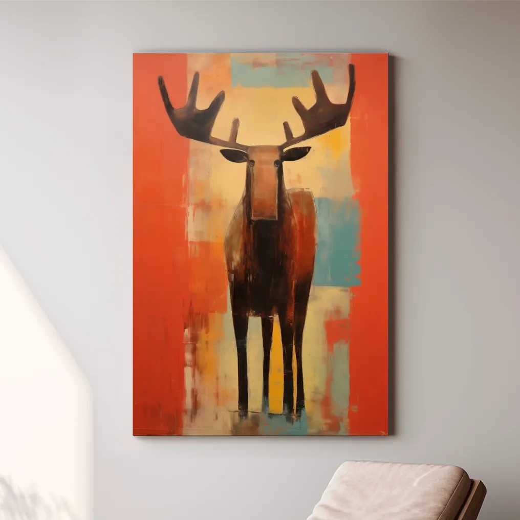 Expressionist style painting of a moose, abstract artwork