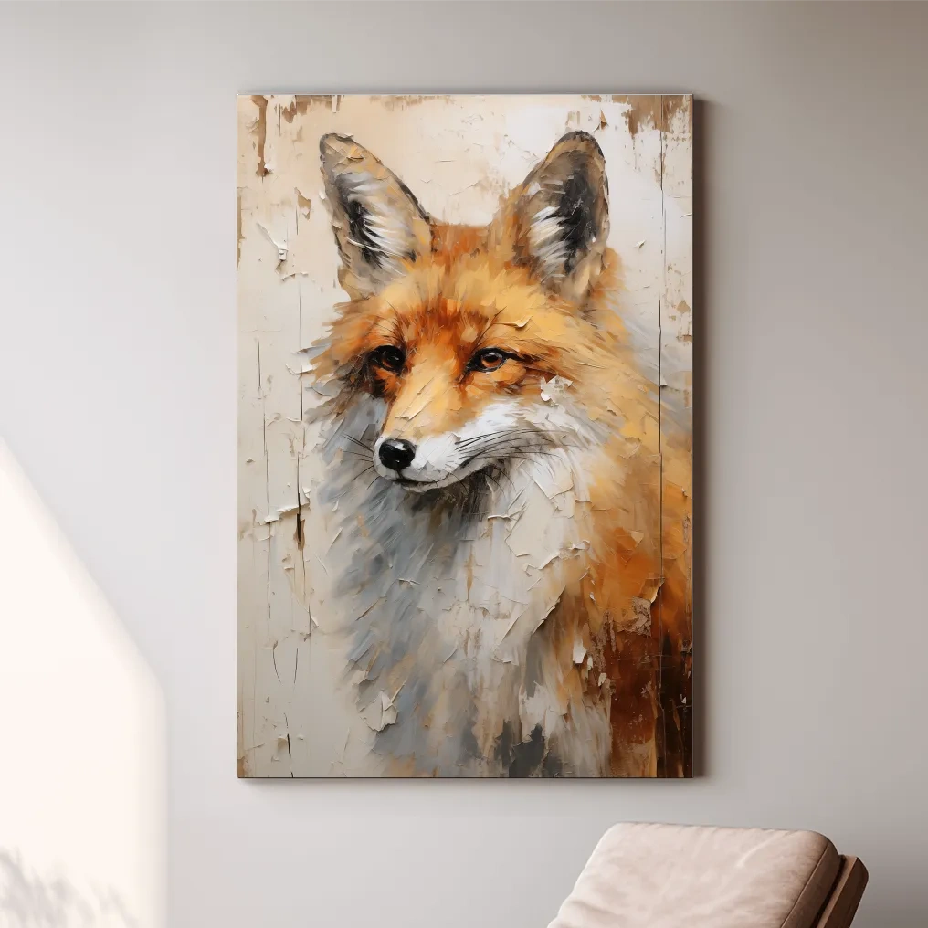 Fox Portrait Painting - Rustic Wildlife Wall Art Print