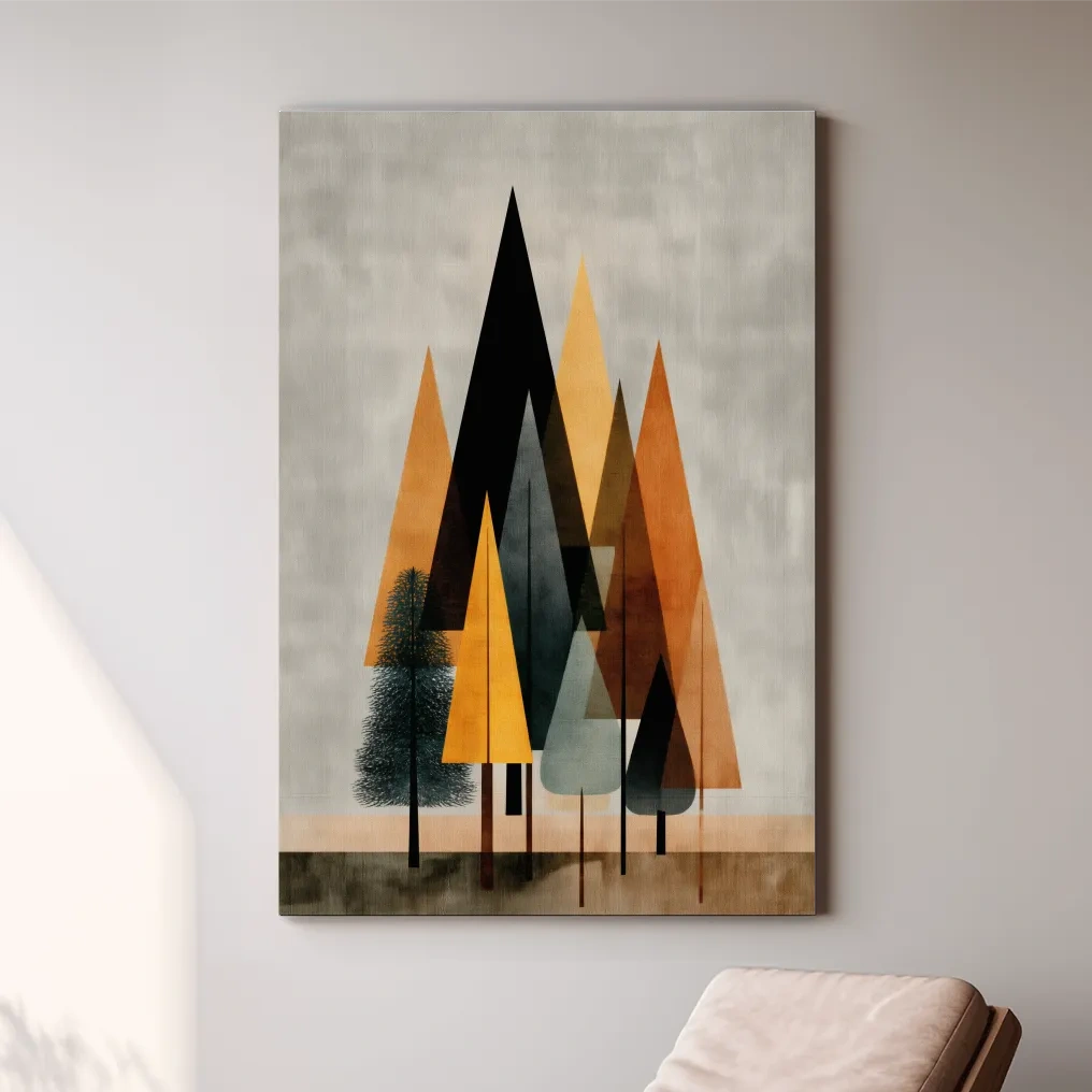 Minimalist Geometric Pine Tree Forest - Mid Century Modern Scandinavian Wall Art