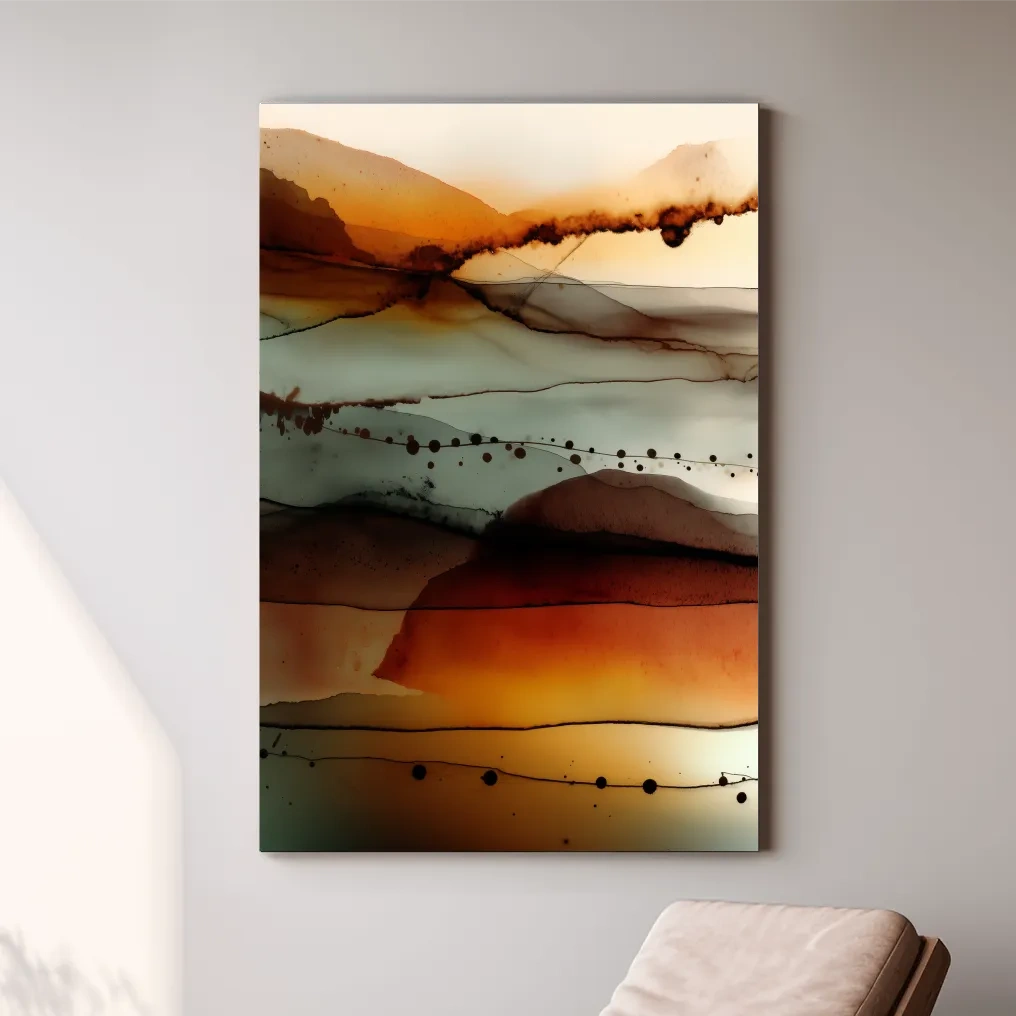 Moody Abstract Mountain Horizon Watercolor - Modern Landscape Wall Art