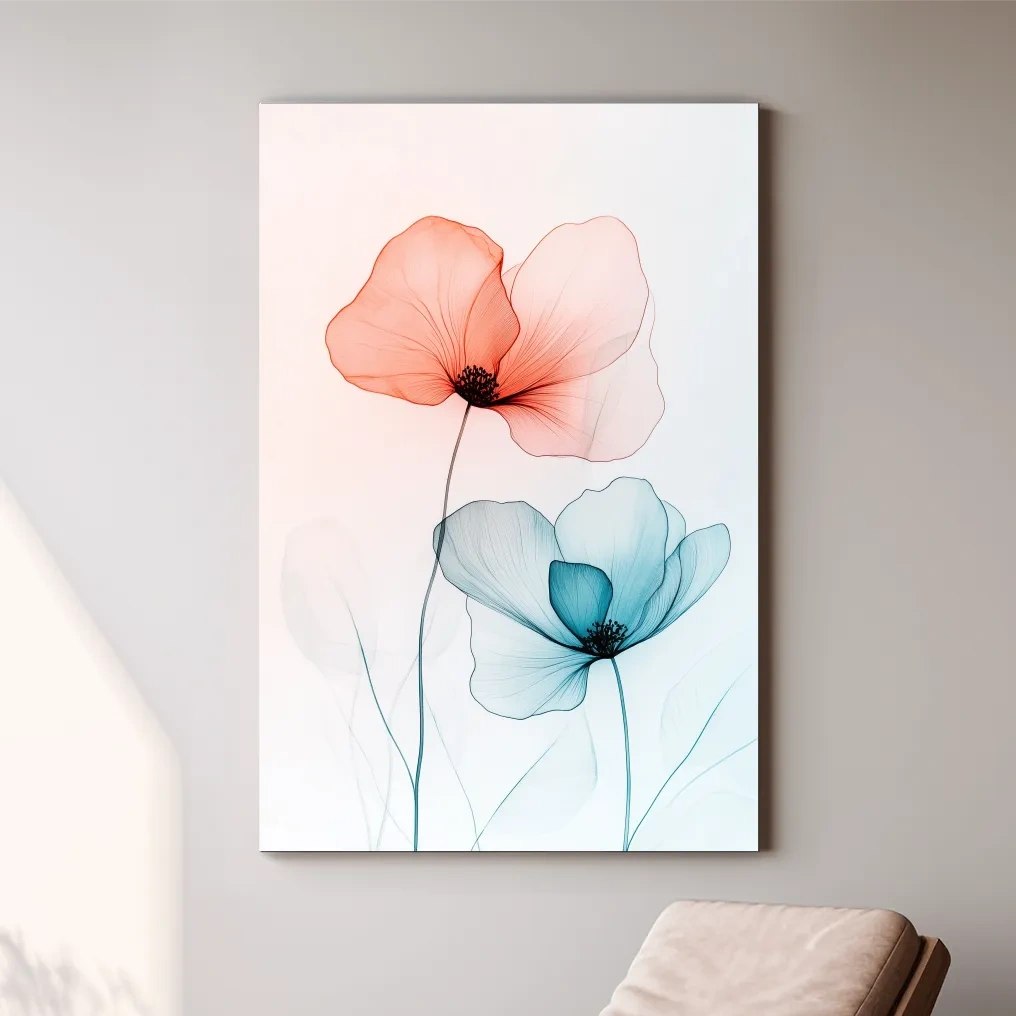 Minimalist Poppy Watercolor Print - Modern Botanical Floral Wall Art