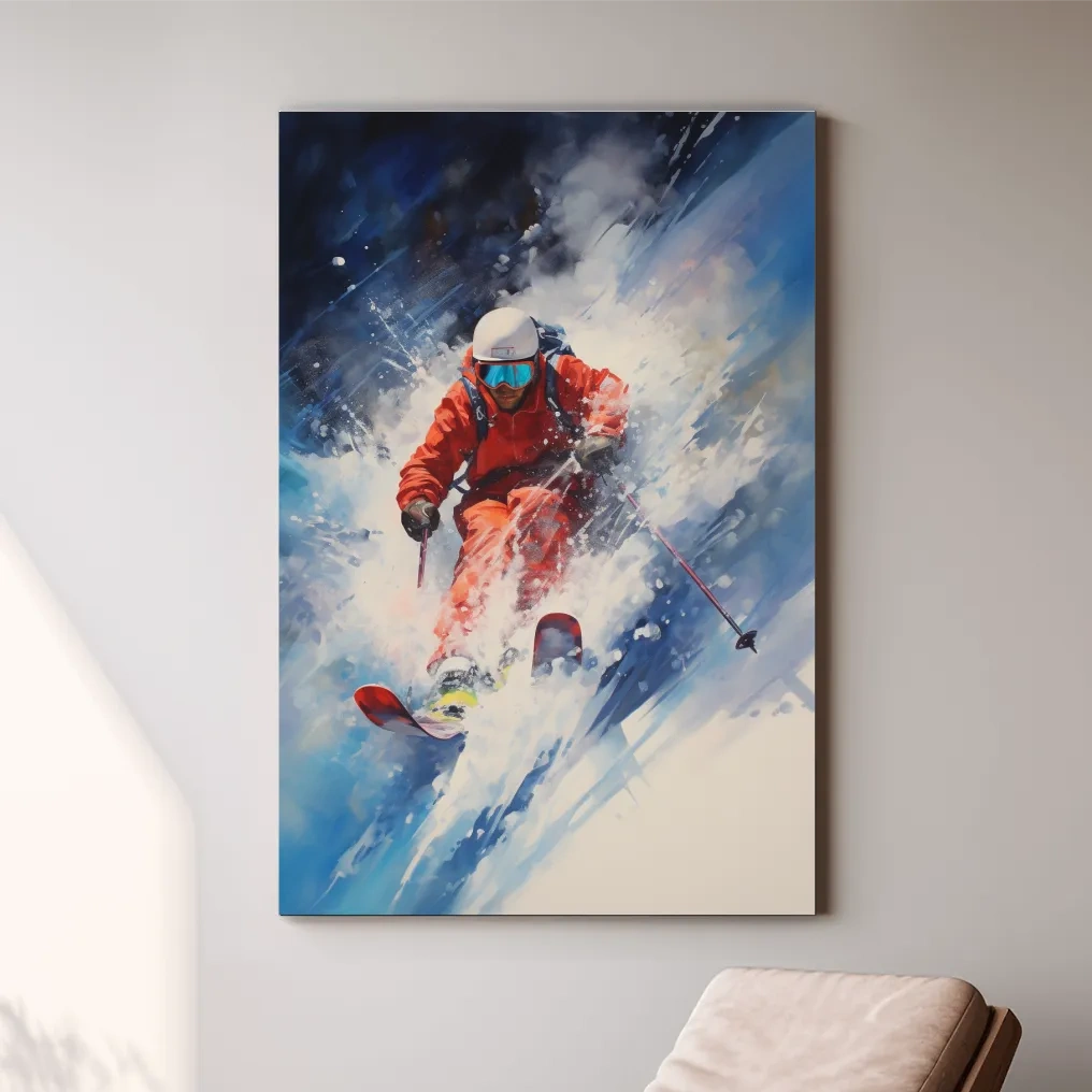Powder Skier Dynamic Painting - Winter Sports Wall Art