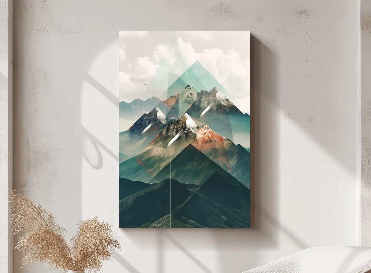 Geometric Alpine Mountain Peaks - Modern Abstract Landscape Wall Art