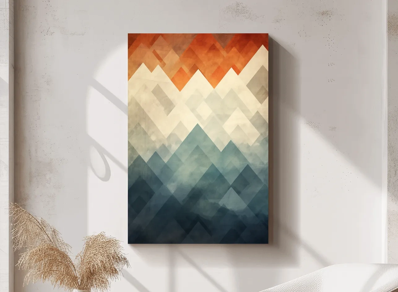 Mid century art, triangular mountain patterns