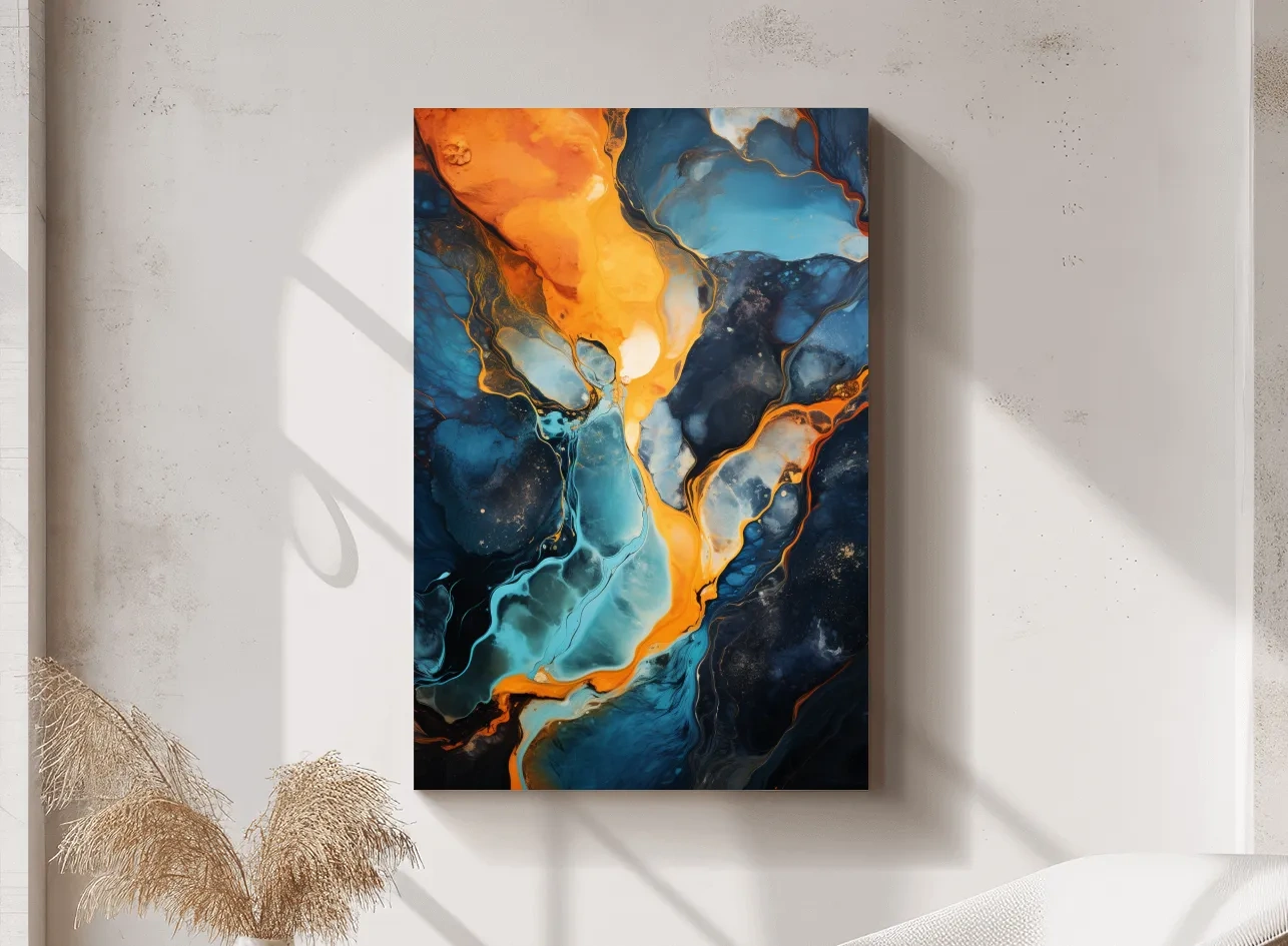 Vibrant Fluid River Abstract Painting - Alcohol Ink Style Wall Art