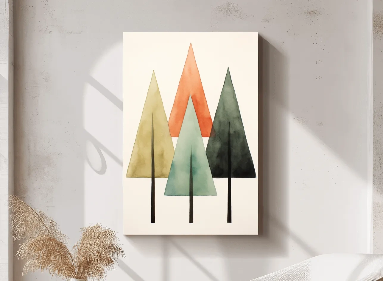 Minimalist Watercolor Pine Tree Trio - Scandinavian Forest Wall Art