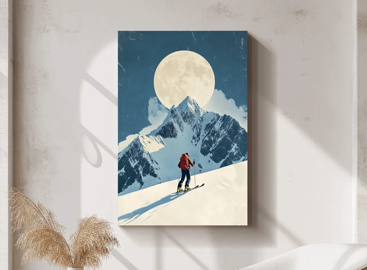 Retro Ski Poster Wall Art - Vintage Winter Artwork