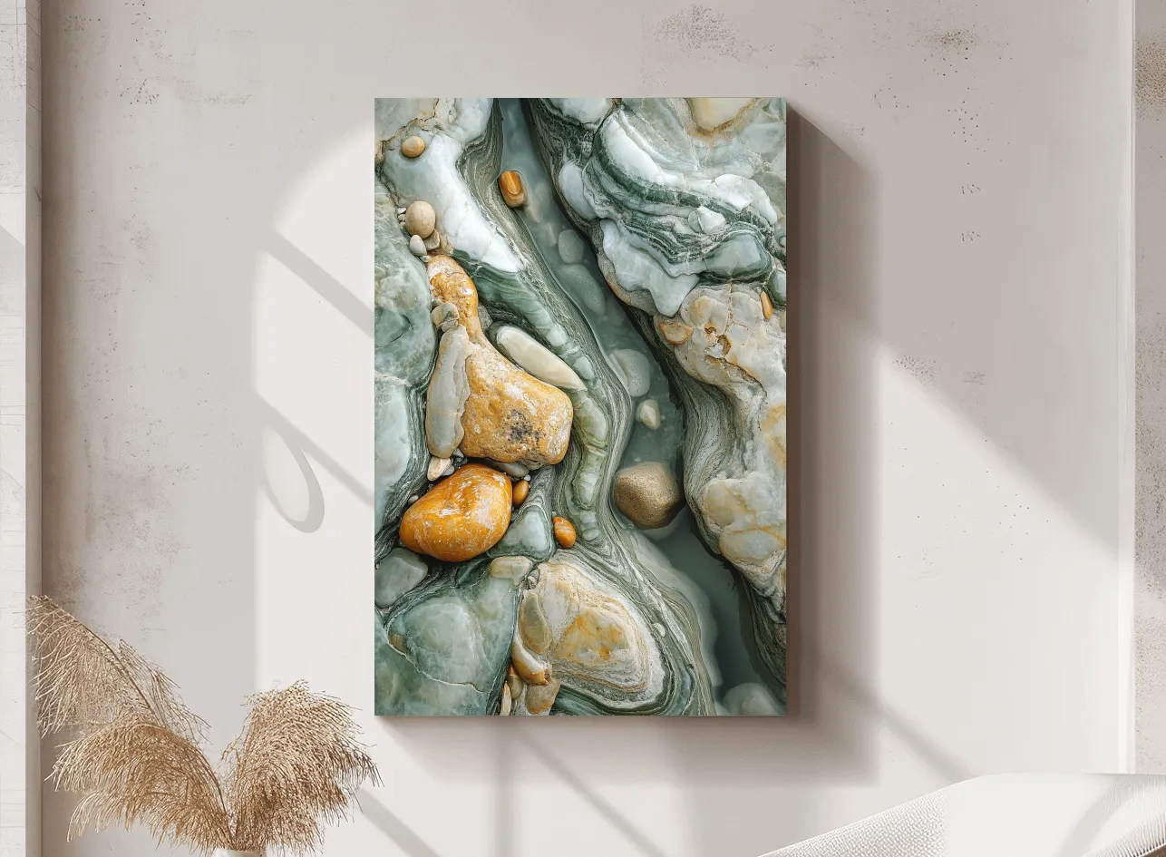 Natural stone and rock wall artwork, textured abstract flowing design