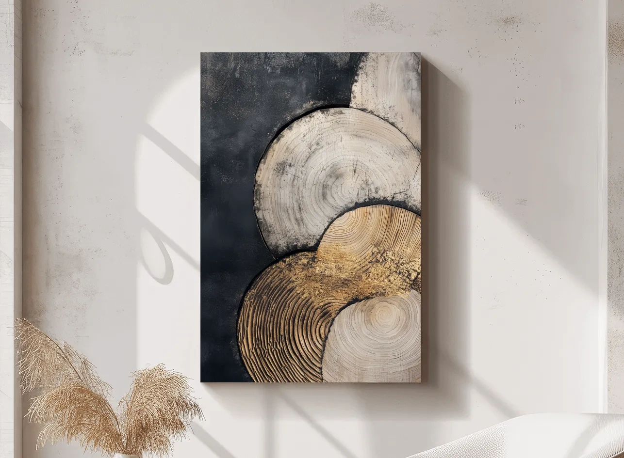 Abstract Wood Grain Texture Circles - Modern Geometric Wall Art