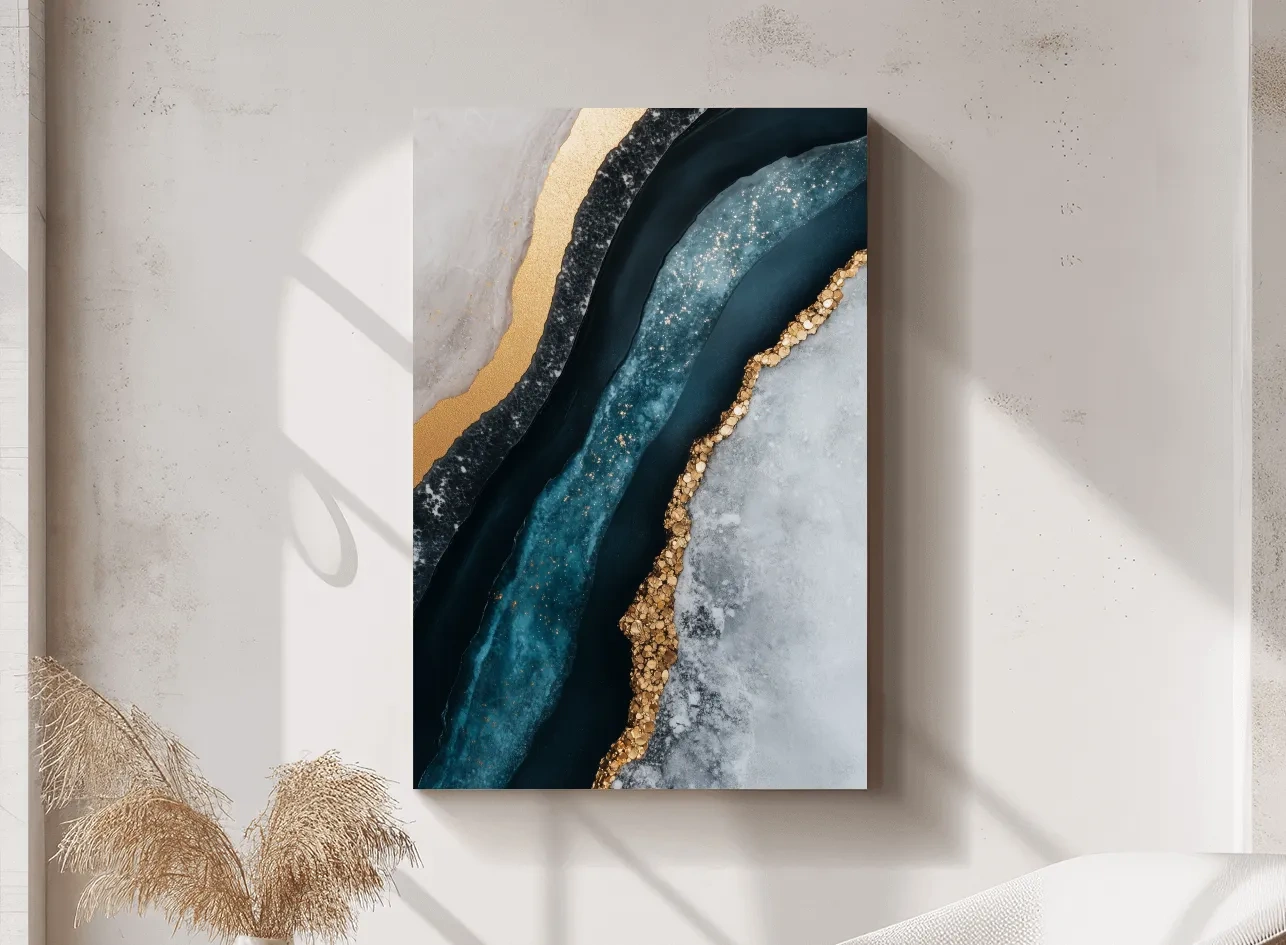 Elegant Gold Natural Geode Abstract - Modern Resin Style Wall Art