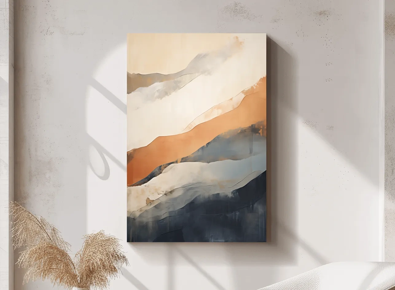 Minimalist Abstract Mountain Layers Painting - Modern Watercolor Landscape Wall Art