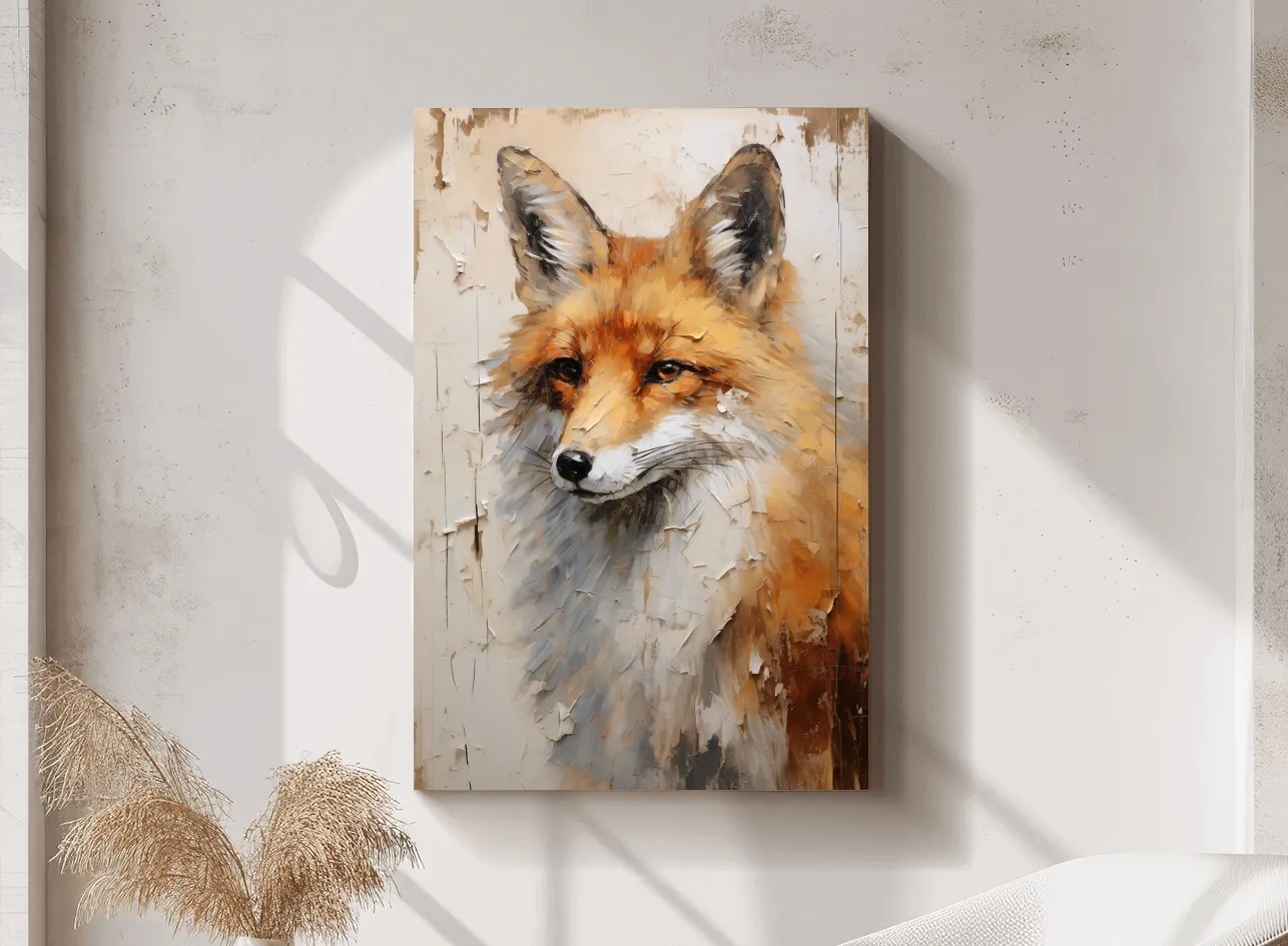 Fox Portrait Painting - Rustic Wildlife Wall Art Print