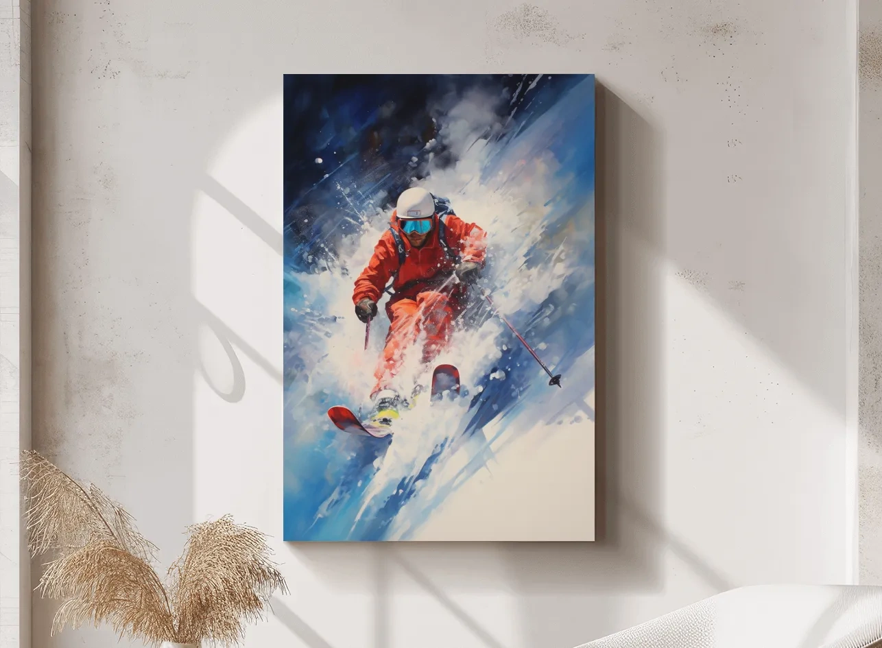 Powder Skier Dynamic Painting - Winter Sports Wall Art
