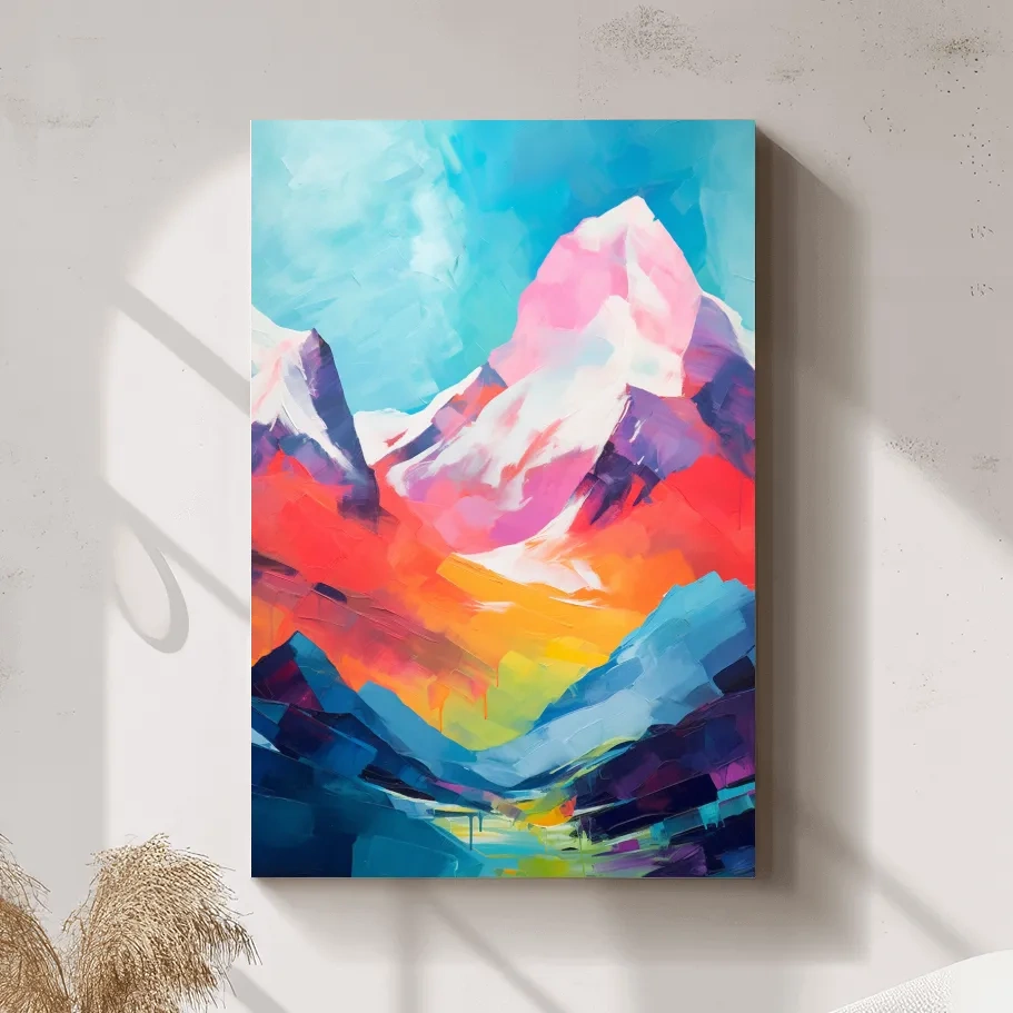 Colourful abstract mountain painting