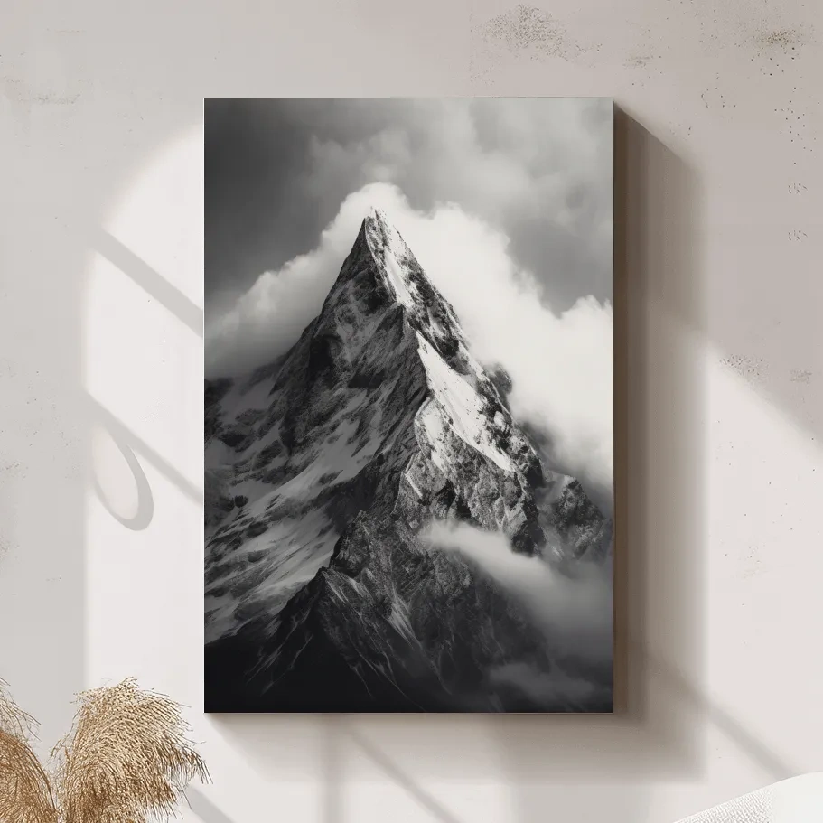 Moody Black And White Glacier Peak - Photographic Alpine Mountain Wall Art