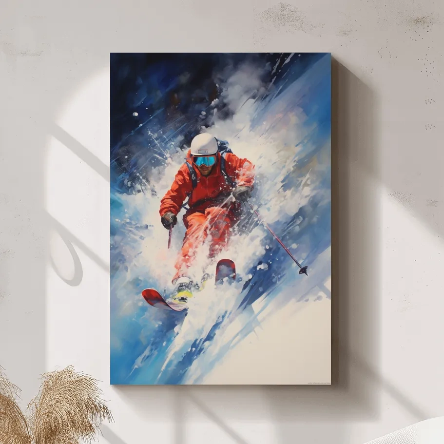 Powder Skier Dynamic Painting - Winter Sports Wall Art