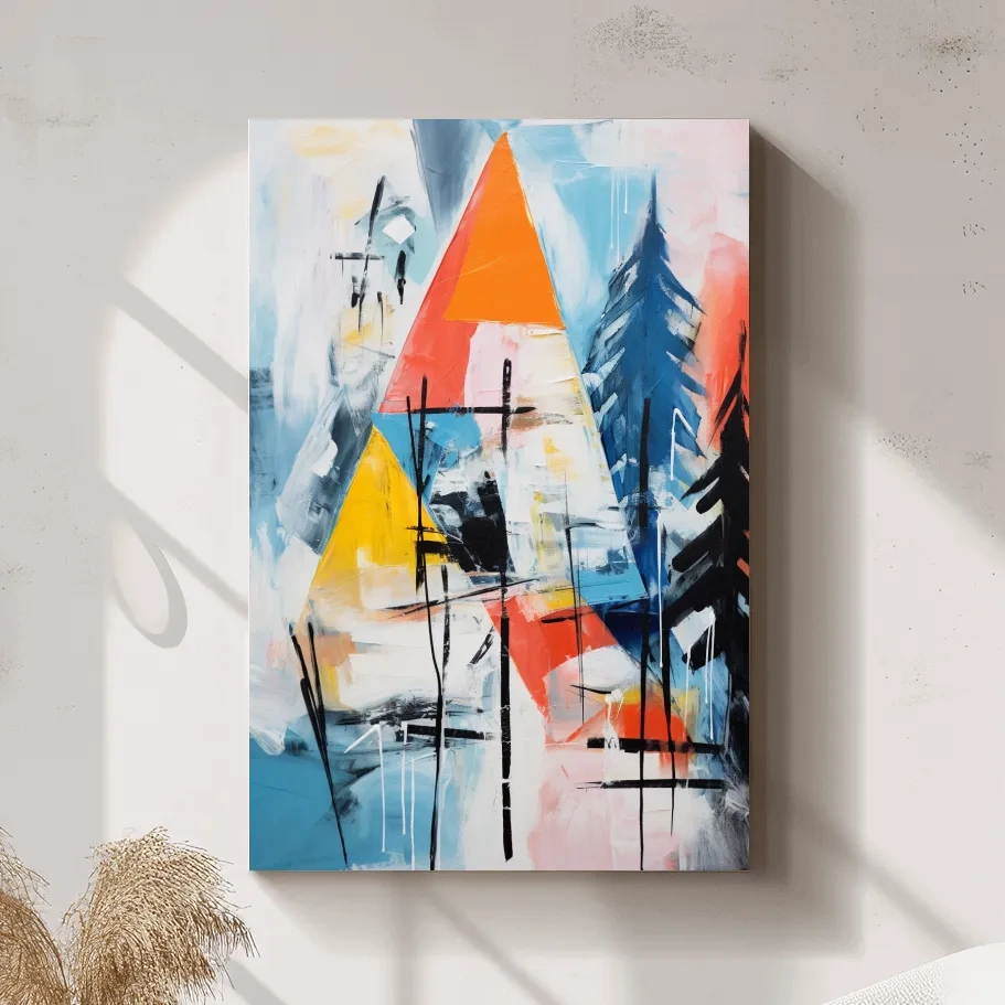 Abstract dripping mountain painting