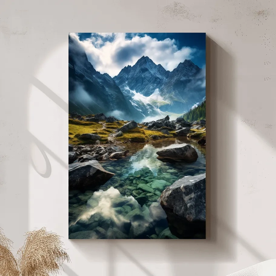 Photographic art of a pristine alpine glacial stream