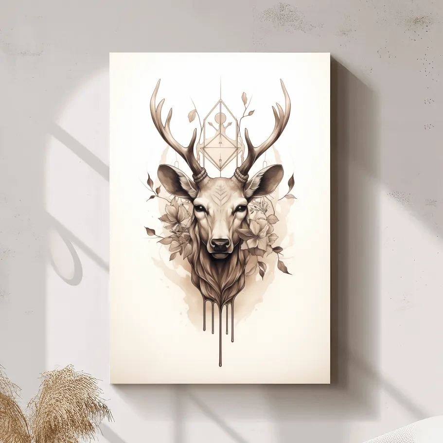 Minimal illustration of an ornate deers head