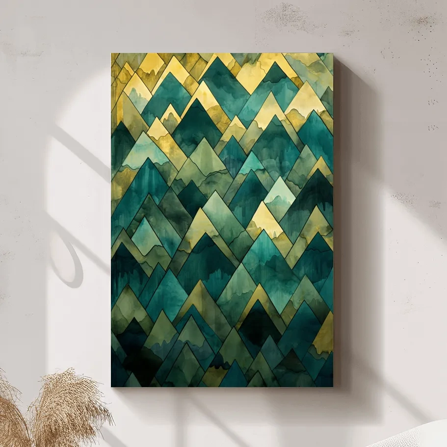 Patterns of triangular snow capped mountain art