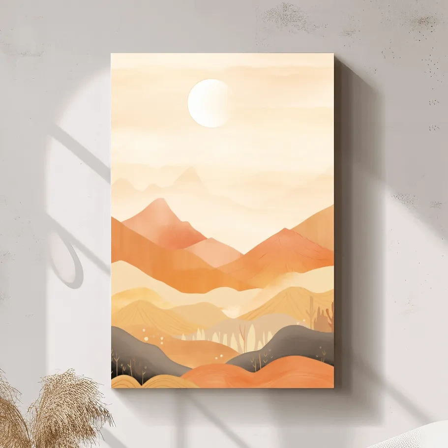 Watercolour illustration of subtle mountain shapes in the mist