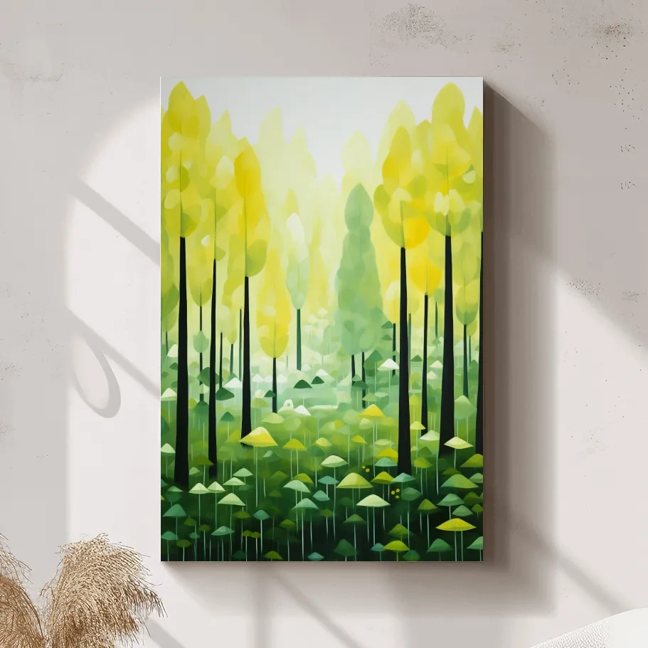 Happy illustration of a surreal storybook forest
