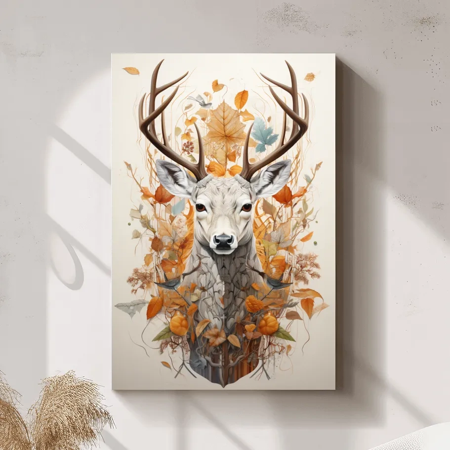 Ornate deer head, coat of arms emblem style artwork
