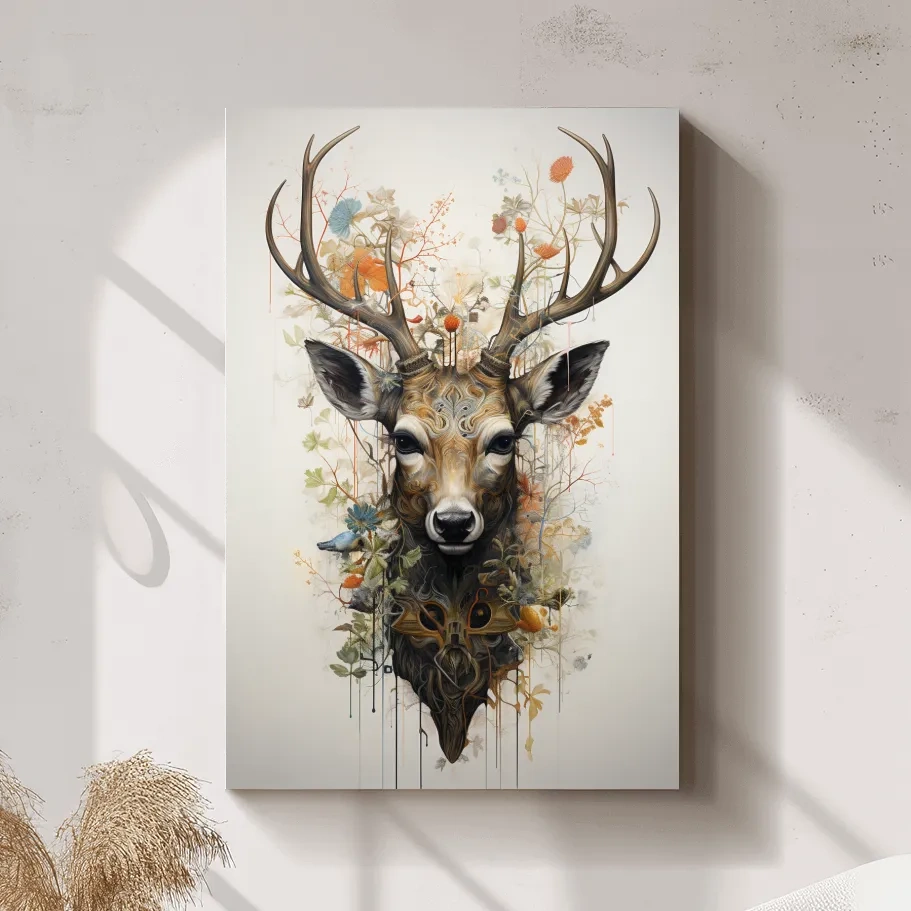 Elegant floral deer head art