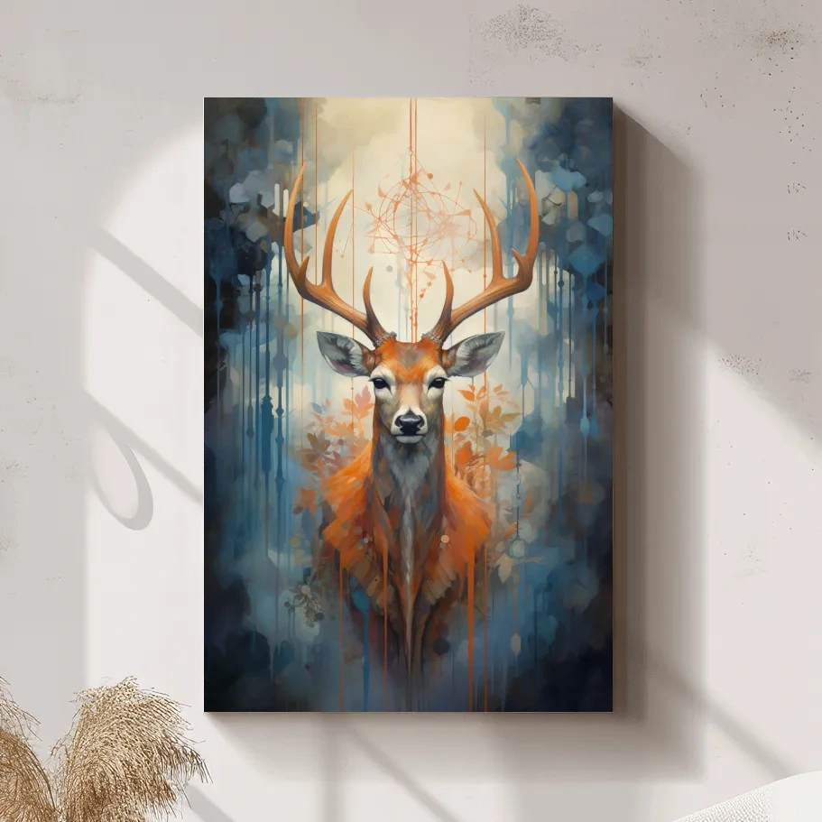 Abstract painting of a majestic deer head