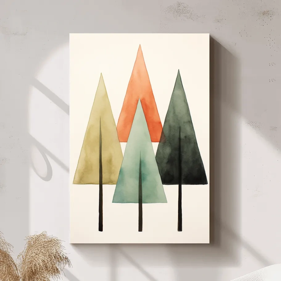 Minimalist Watercolor Pine Tree Trio - Scandinavian Forest Wall Art