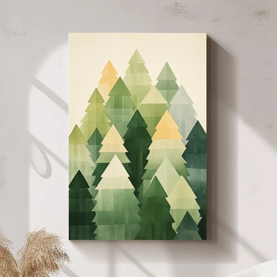 Rustic bohemian forest watercolor painting wall art