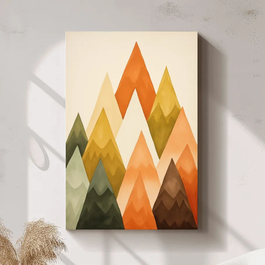 Minimalist Geometric Watercolor Mountains - Modern Scandinavian Landscape Wall Art