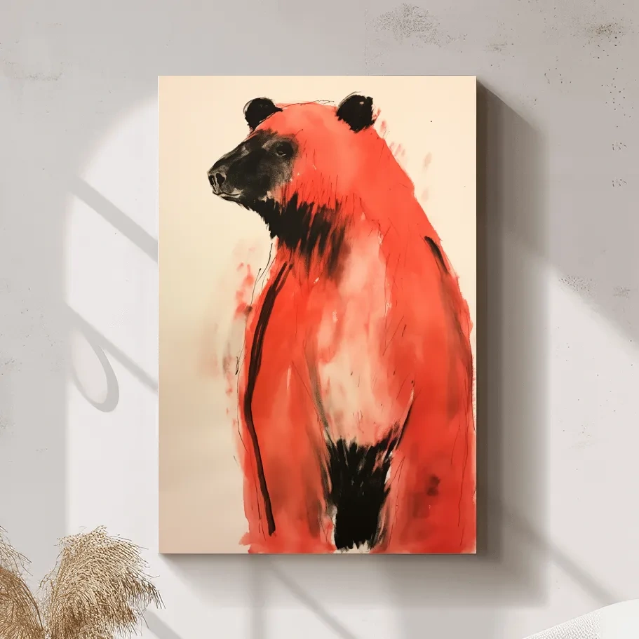 Impressionist watercolour painting of a bear