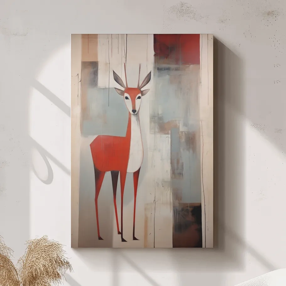 Rustic expressionist painting of a deer