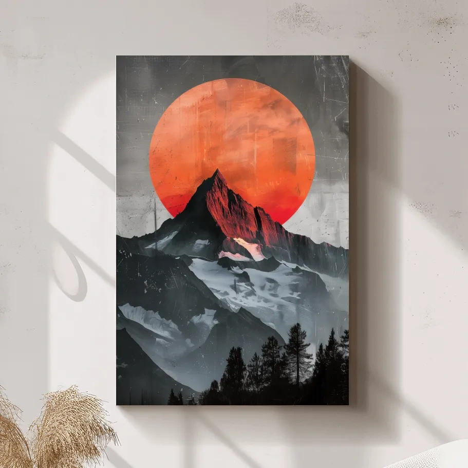 Surreal mountain glacier sunset artwork