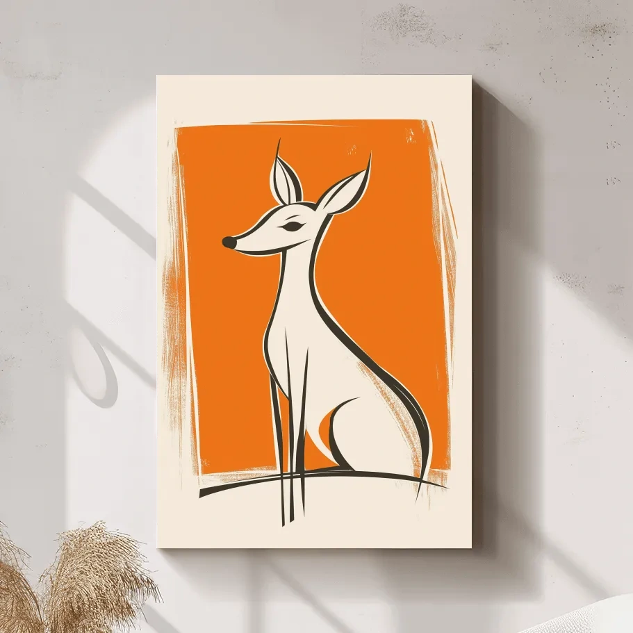 Fun caricature wall art print of a cartoon deer