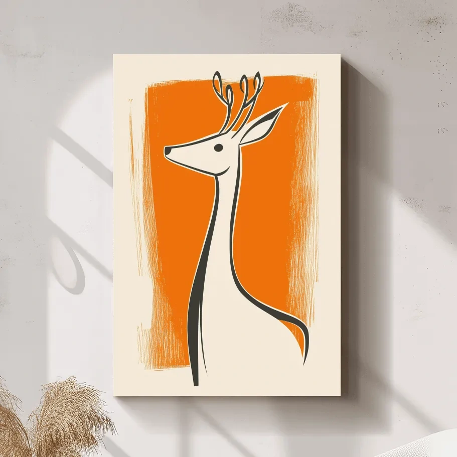 Caricature wall art illustration of a cute cartoon deer