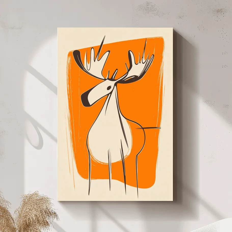 Fun caricature wall art illustration of a cartoon moose