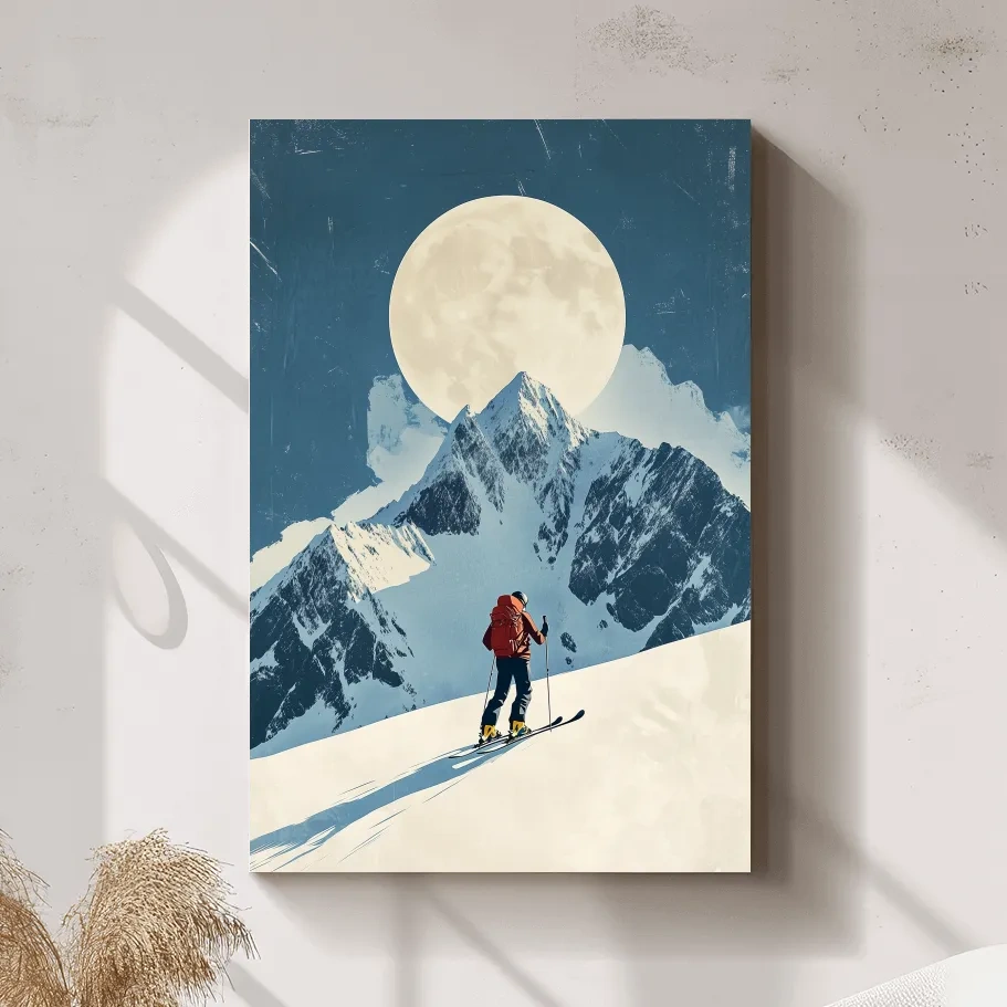 Retro style ski poster wall art