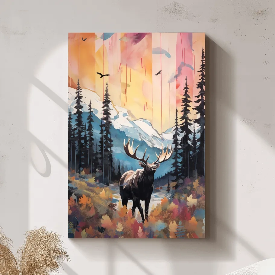 Abstract painting of a majestic moose
