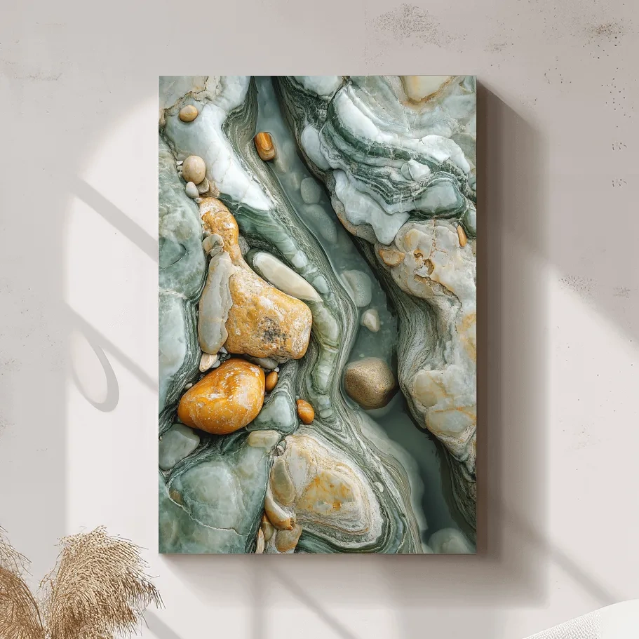 Abstract Agate Stone Riverbed Texture - Marble Geological Wall Art