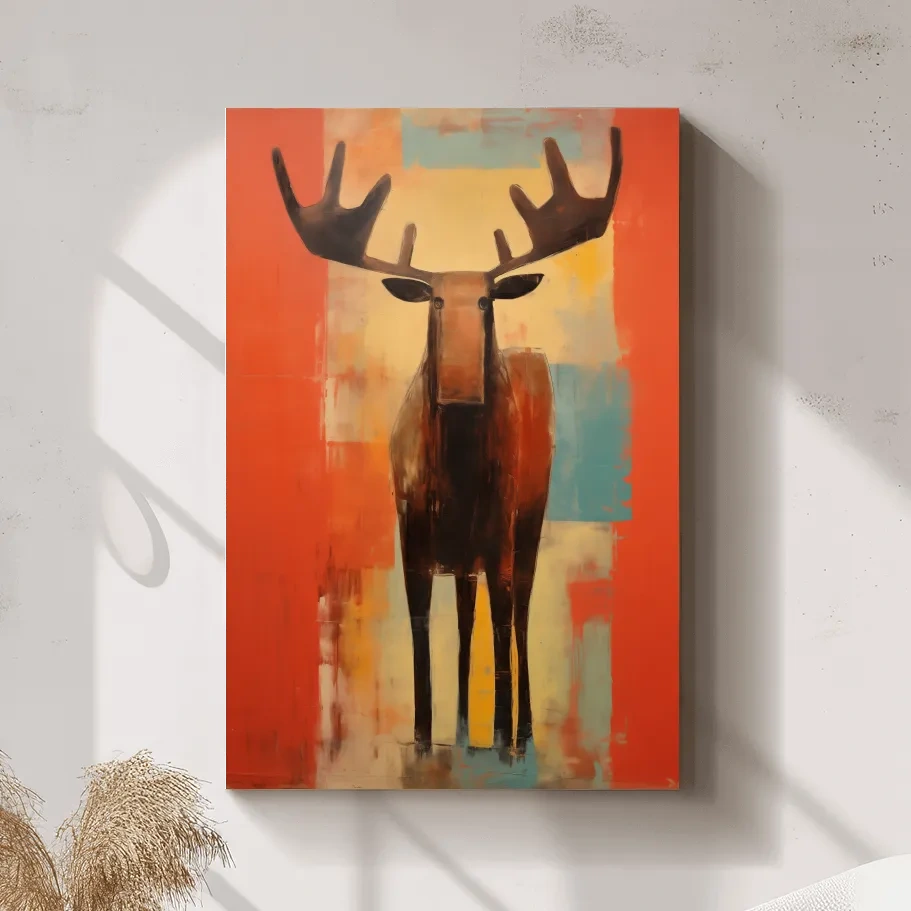 Expressionist style painting of a moose, abstract artwork