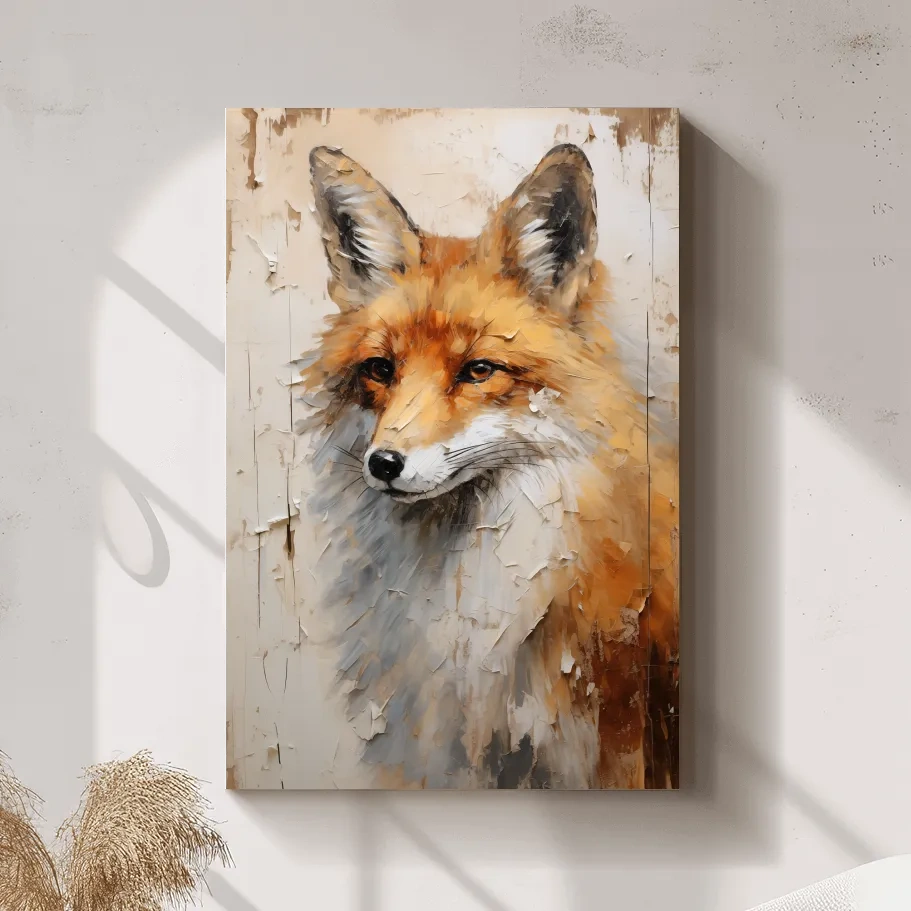 Fox Portrait Painting - Rustic Wildlife Wall Art Print